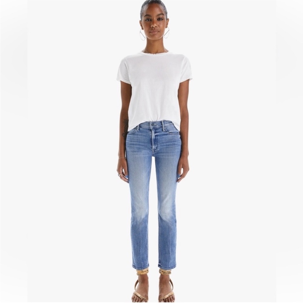 MOTHER The Mid Rise Dazzler Ankle Fray Jeans Sz 28 We The Animals Slim Straight
